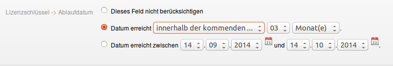 Eine Benachrichtigung wird ausgelöst, wenn die Lizenz innerhalb der nächsten 3 Monate ausläuft.