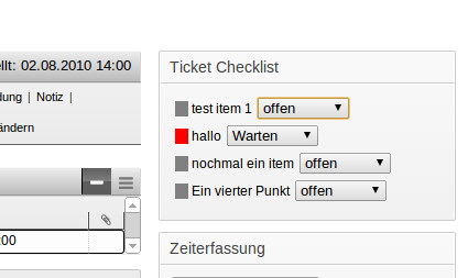 Checkliste in der Ticketansicht